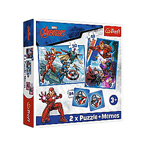 Пазл 2in1 + Memos Trefl: Disney Marvel The Avengers