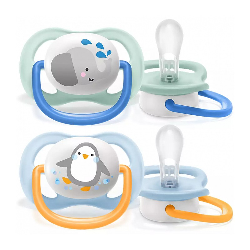 Philips Avent пустышка Ultra Air Animals, 0-6M 2 шт., мальчикам