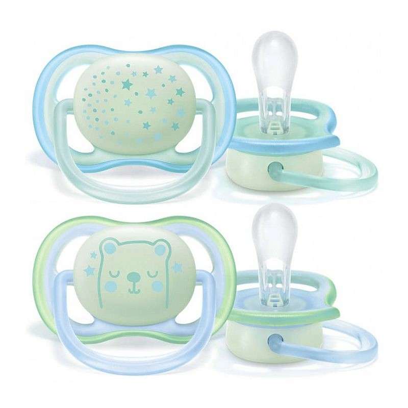 Philips Avent пустышка Ultra Air Night, 0-6M, 2шт., синяя