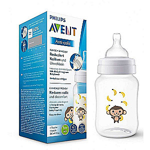 V Philips Avent Бутылочка антиколиковая 260 ml, 1M+ Monkey