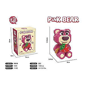 Конструктор/мозаика 3D PINK BEAR Розовый мишка с клубникой,1118 дет., 118x80мм