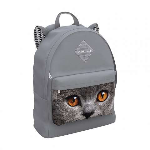 Рюкзак 29x39x13, 290гр.17L, ErichKrause EasyLine Animals Grey Cat