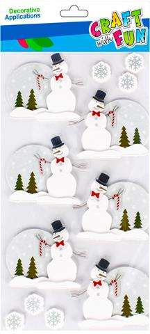 Новогодний декор-наклейка Снеговик 6 шт.