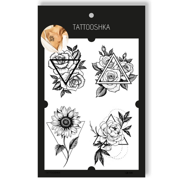 Татуировка - одноразовая наклейка Графический треугольник цветов 15,5х21см