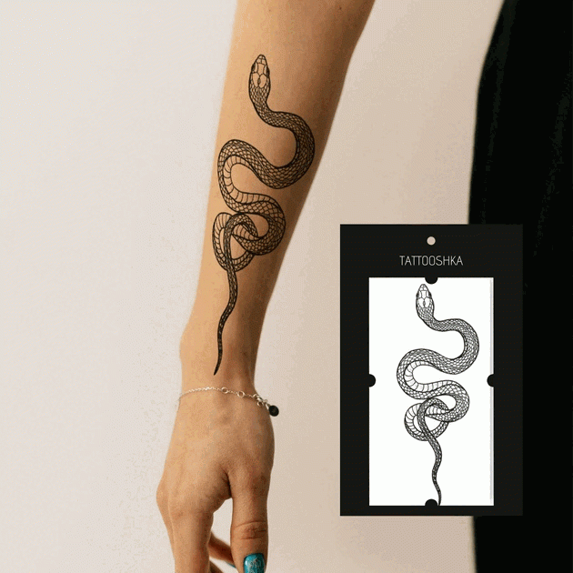 Татуировка - одноразовая наклейка Змейка 15,5х21см