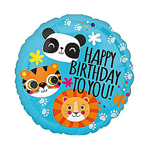 Фольгированный шар 18 CIR Birthday Animals