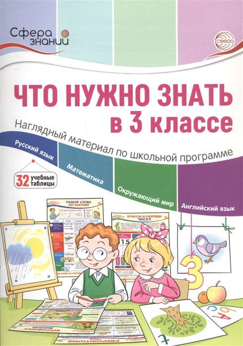 Что нужно знать в 3 классе: наглядный материал по школьной программе. 32 учебных таблицы