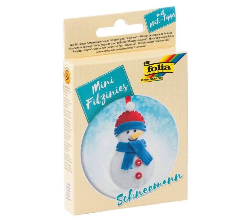 Мини набор для шитья из фетра 6x11см FOLIA SNOWMAN