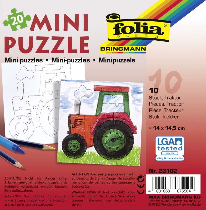 Мини-пазл FOLIA TRACTOR 14x14,5см