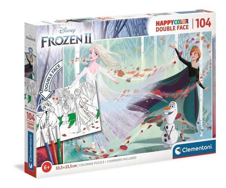 Пазл 104 CLEMENTONI  Double Face Coloring Frozen