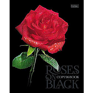 Тетрадь 96л А5 клетка Roses on black