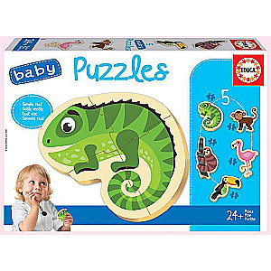 Puzzle EDUCA Tropicales Animals, 5шт (2x3,2x4,1x5)