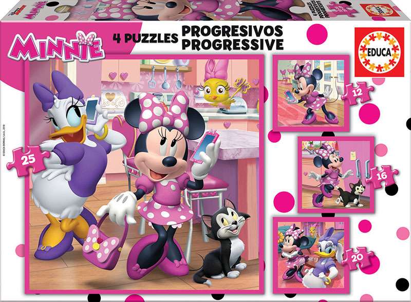 Puzzle EDUCA с клеем Minnie Happy, 2 x 12+16+20+25 деталей