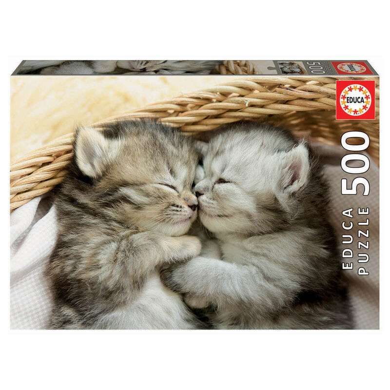 Puzzle EDUCA с клеем Котята в корзине , 500 деталей