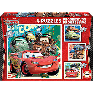 Puzzle EDUCA с клеем Cars, 2 x 12+16+20+25 деталей