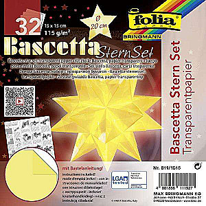 Креативная бумага FOLIA Bascetta star, 20x 20см / 32 страницы, желтая