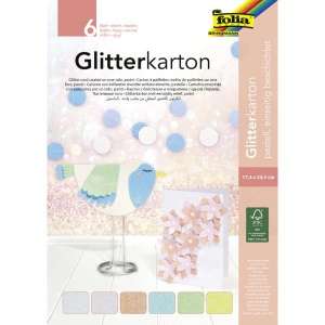 Блок с глиттер-картоном FOLIA Pastel 17.4x25.5см 6шт. Mix