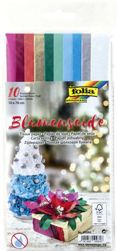 Тонкая шелковая бумага FOLIA  CHRISTMAS  10 стр 50x70см