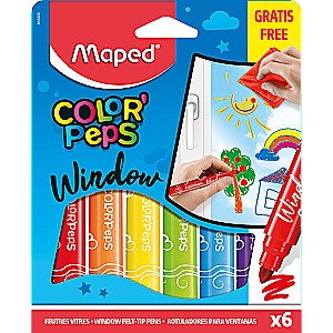 Фломастеры Colorpeps Window 6 цветов + тряпочка из микроволокна