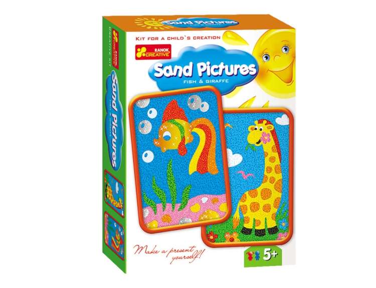 Картина из песка  "Жираф и Рыба"