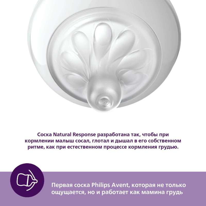 Силиконовая пустышка Philips Avent: анти-колик, медленный поток, 1 мес+., 2 шт.