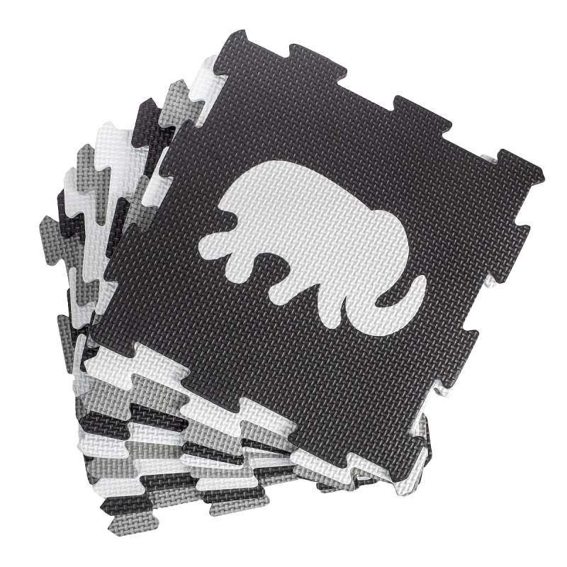 Модульный коврик-головоломка - Животные, серый