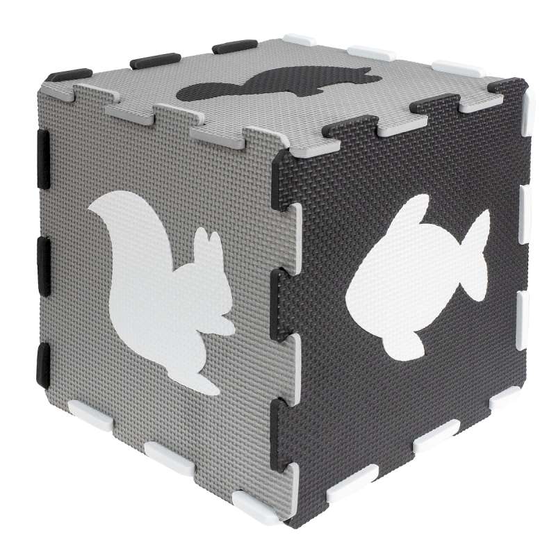Модульный коврик-головоломка - Животные, серый