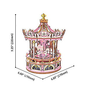 Деревянный 3D пазл ROBOTIME-Музыкальная шкатулка Карусель, 315 деталей