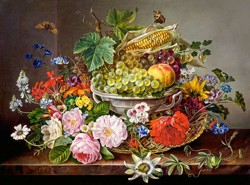 Пазл Still Life with Flowers and Fruit Basket 2000 дет.