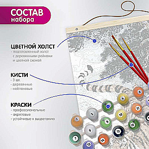 Картина по номерам 35Х90 цветной холст ПАННО. ТЕНИСТАЯ УЛОЧКА 39 цветов 