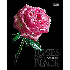 Тетрадь 96л А5 клетка Roses on black