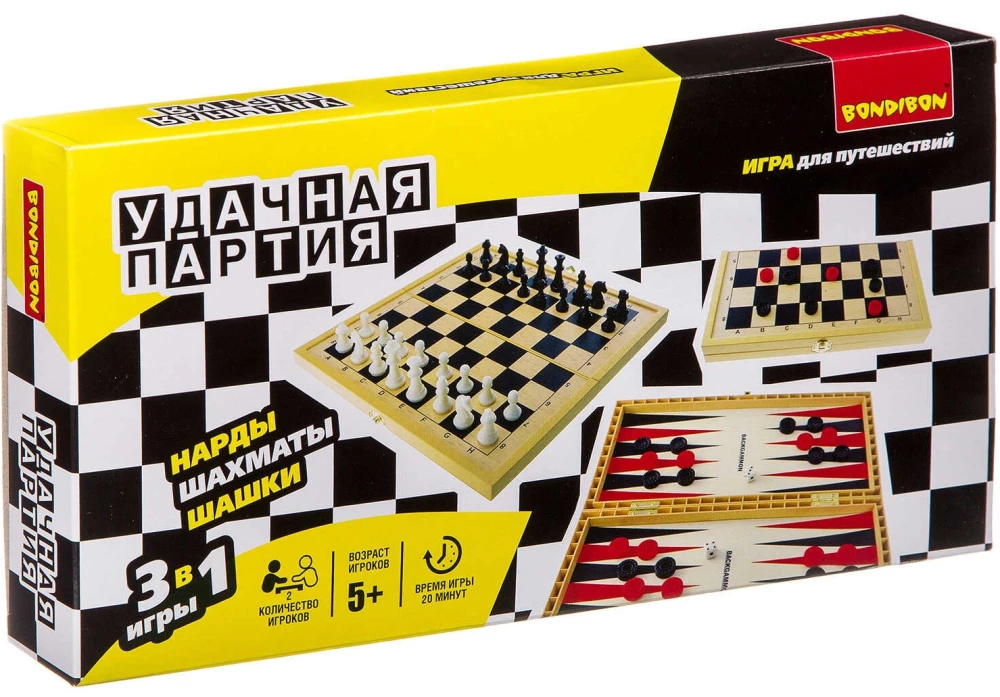 Игры настольные 3 в1 (шахматы, шашки, нарды)