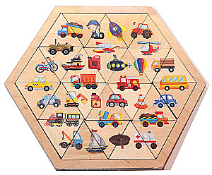 Drewniane puzzle Transport sześciokątne