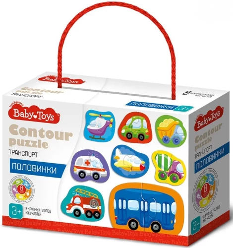 Пазлы контурные Половинки Транспорт Baby Toys