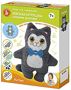 Мягкая игрушка из меха и фетра Котик своими руками