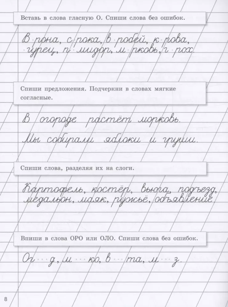 Прописи на каникулы с заданиями по орфографии. 2 класс