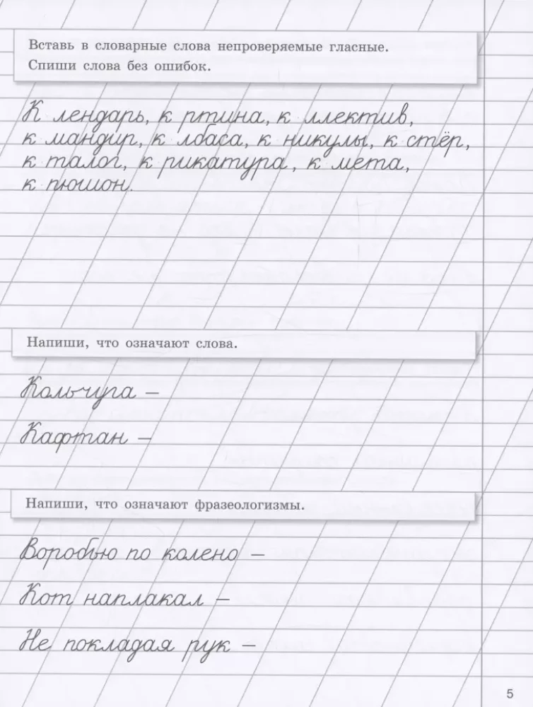 Прописи на каникулы с заданиями по орфографии. 3 класс