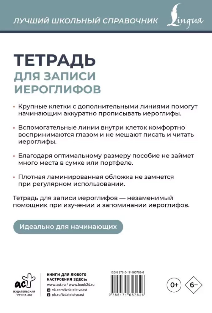 Тетрадь для записи иероглифов (серая)