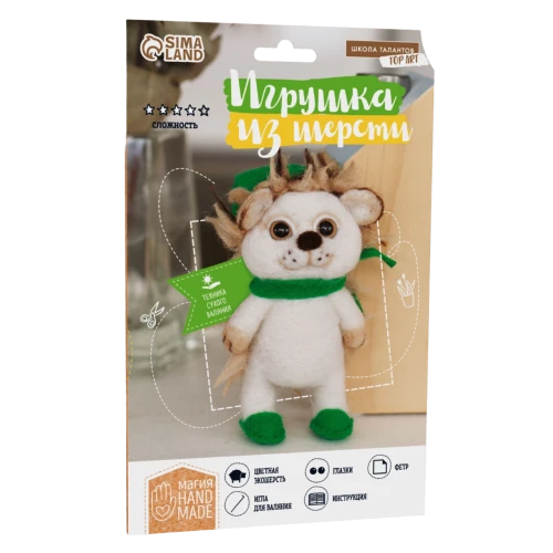 Игрушка из шерсти Ежик в шапочке