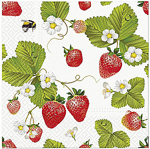 Salvetes 33x33 cm Strawberries bees, 20 gab.