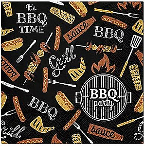 Salvetes 33x33 cm BBQ Party  (black), 20 gab.