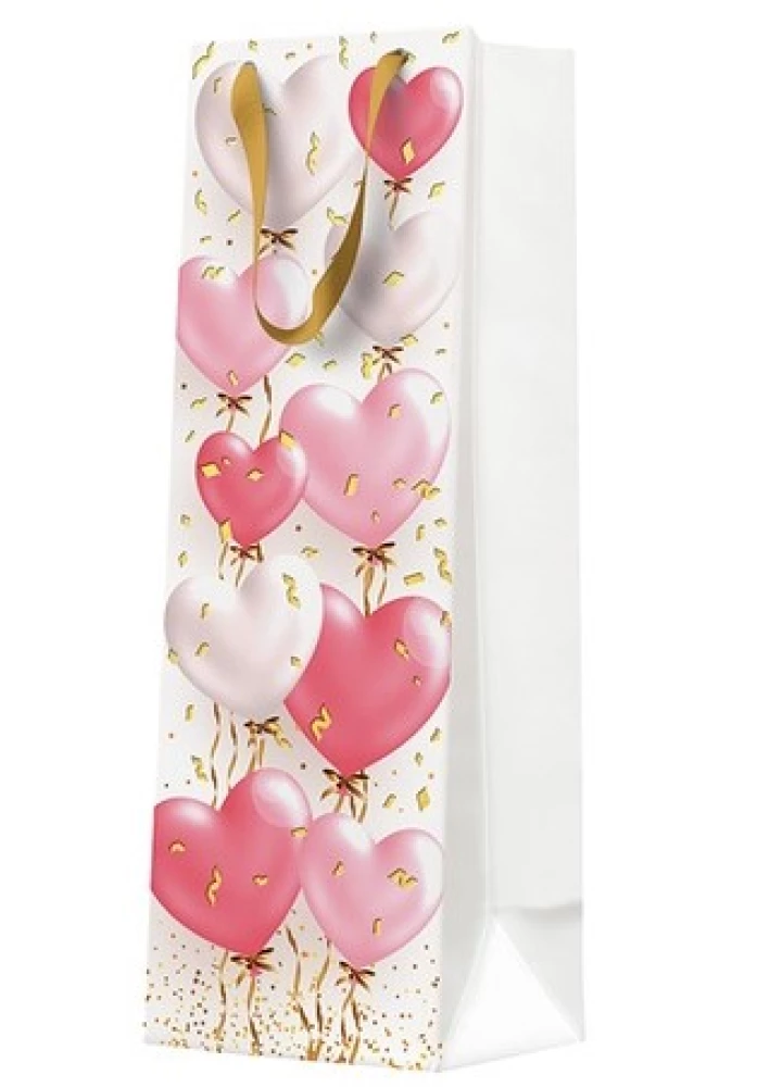 Torebka prezentowa - Heart Baloons Rose (12x37x10)