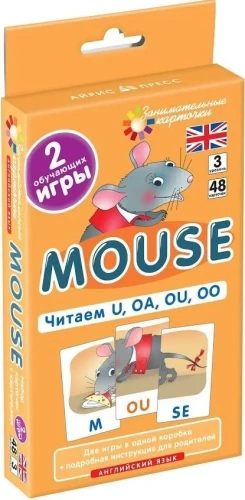 Język angielski. Myszka (Mouse). Czytamy U, OA, OU, OO. Poziom 3. Zestaw kart