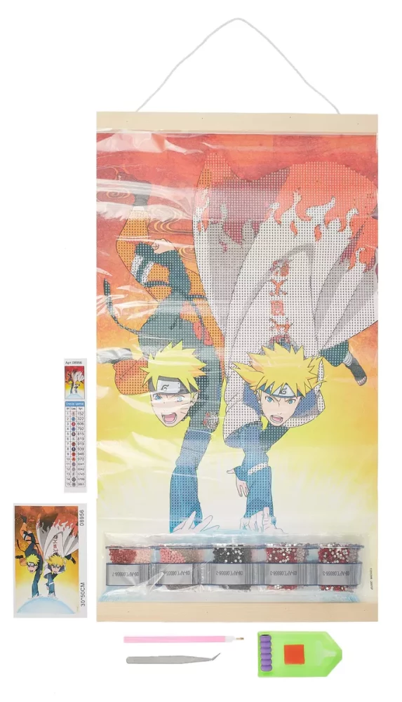 Diamentowy obraz na zawieszeniu - Naruto. Naruto i Minato