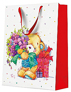 Подарочный пакет - Teddy Bear with Flowers (30x41x12)