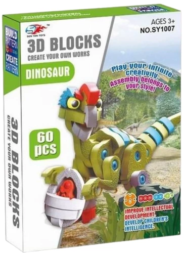 3D konstruktor - Zielona dinozaur, 60 części