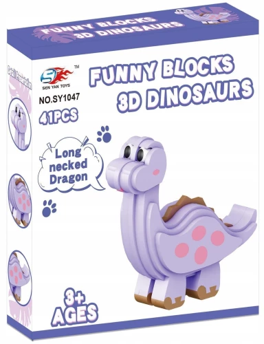 3D konstruktor - Fioletowy dinozaur, 41 element