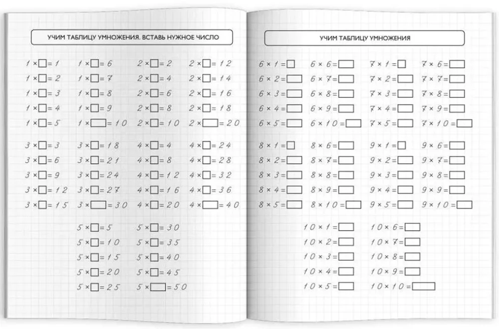 Trenażer matematyczny. Tablica mnożenia