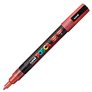 Marker Posca pc-3ml, czerwony z brokatem, 0.9 - 1.3 mm, końcówka kulkowa