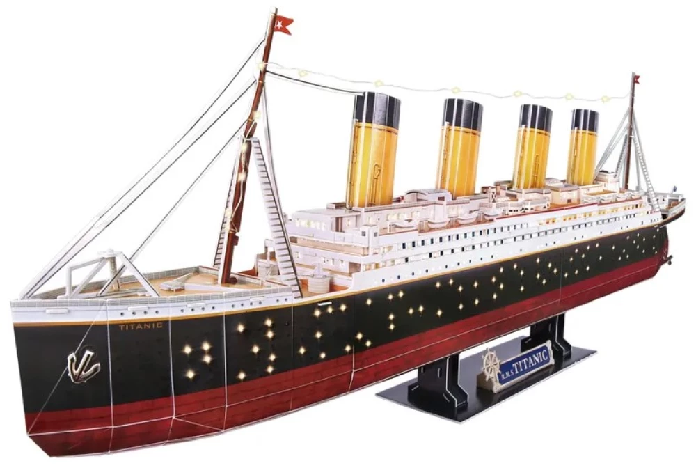 Puzzle 3D - Titanic z podświetleniem LED, 266 elementów